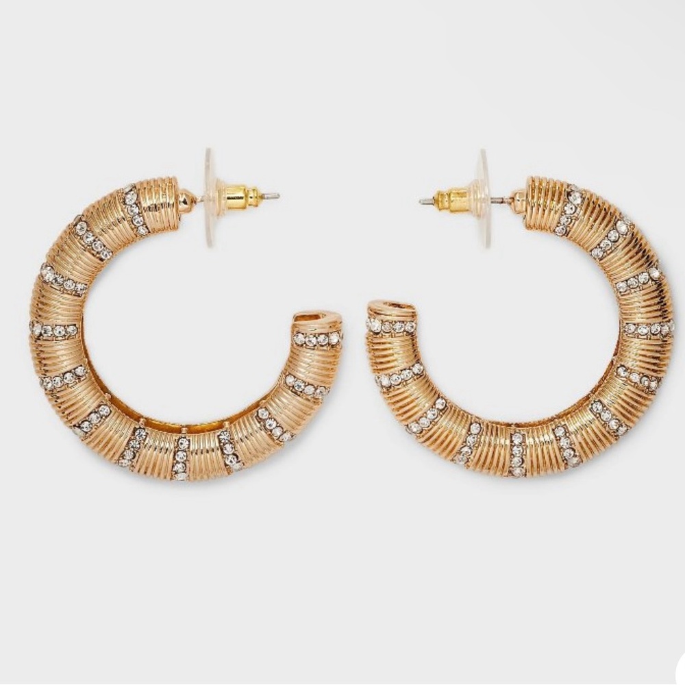 Baublebar Sugarfix Gold & Crystal Hoop Earrings
